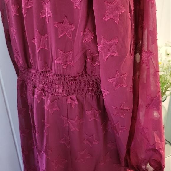 Midi Clip Dot Chiffon Tiered Dress Size 1X - Picture 7 of 12